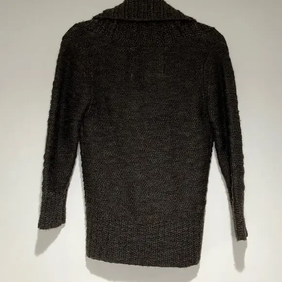 Abercrombie & Fitch Women’s Shawl Collar Sweater Size S Brown Chunky Knit Wool - Picture 2 of 7